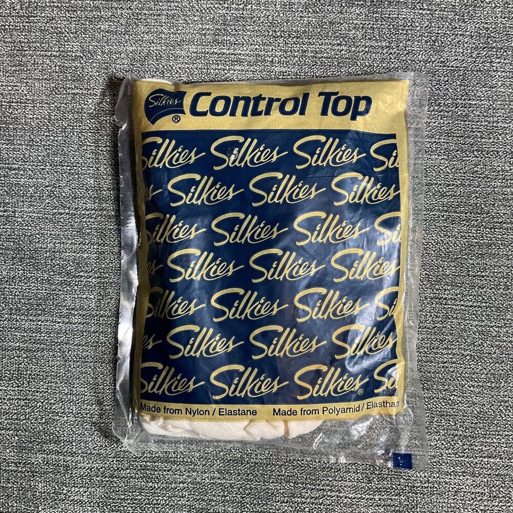 Vintage Pantyhose Control Top Silkies Size Medium White 1993